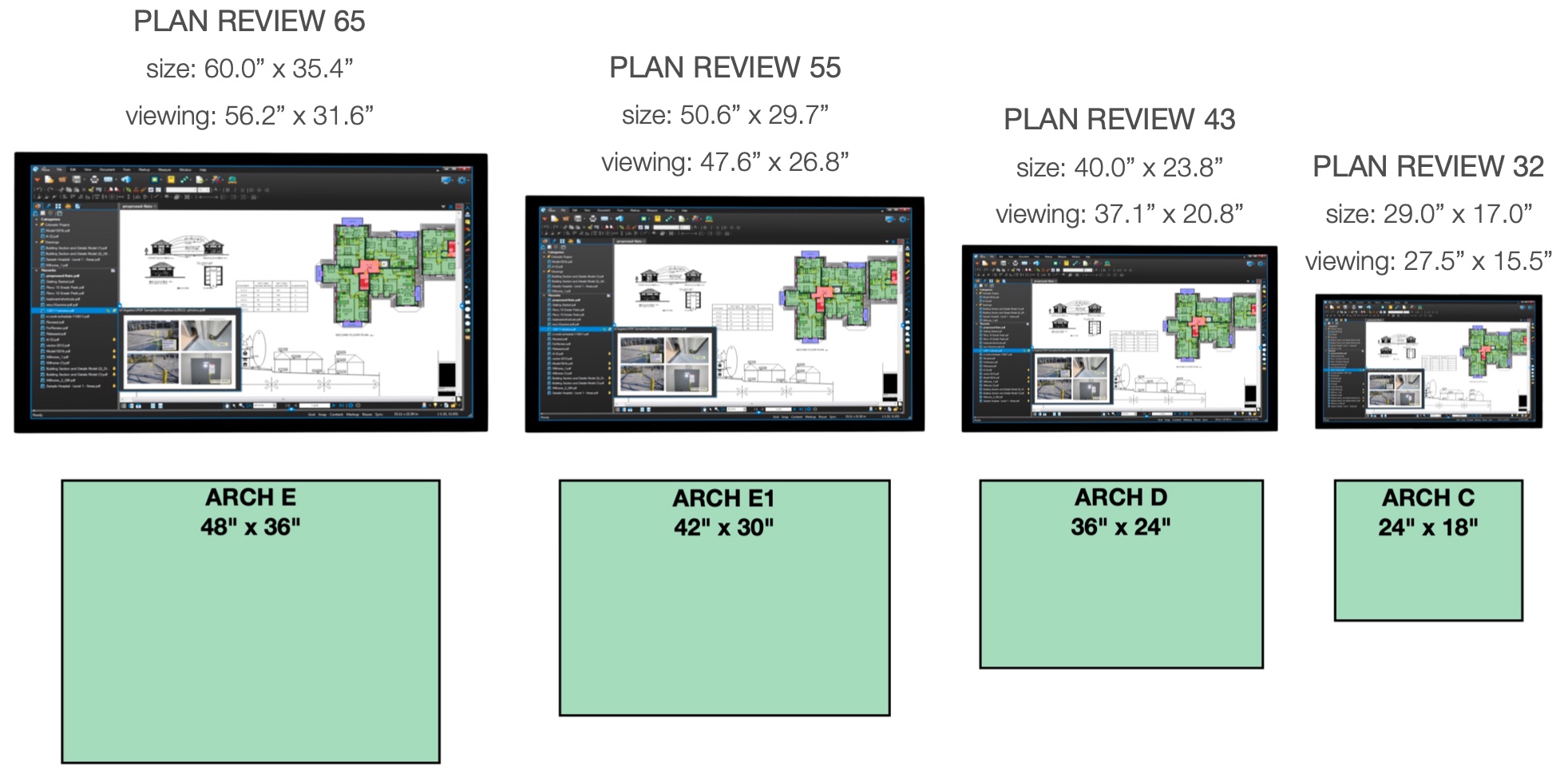 plan review touch screen arch sizes