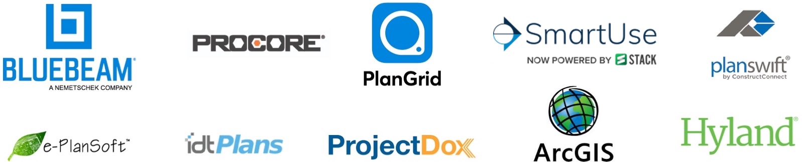 bluebeam procore plangrid smartuse stack planswift eplansoft idtplans project dox