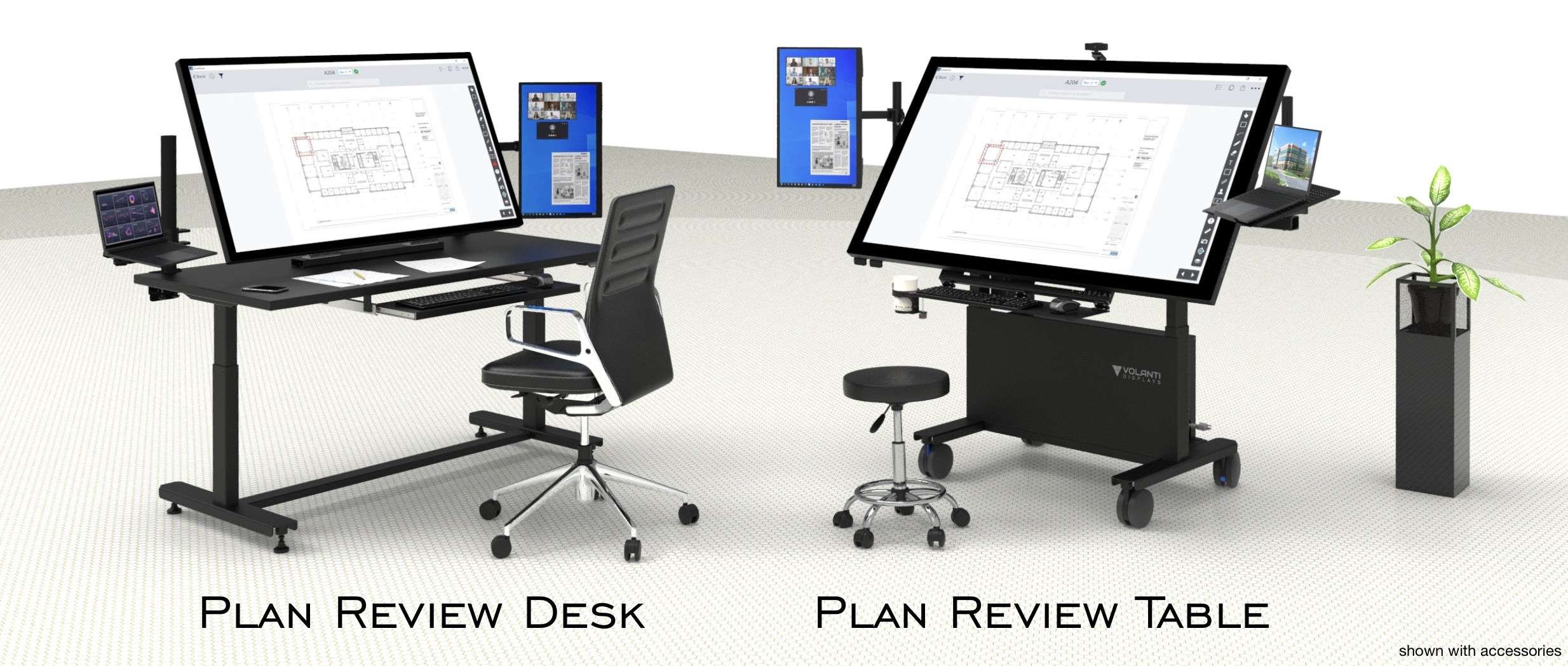 plan review tables and tabletop displays